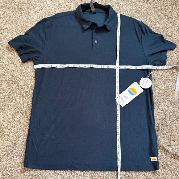 NWT Vuori Polo Shirt Mens Large Navy Heather Strato Tech Short Sleeve - Picture 6 of 6